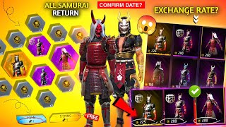 TOKEN EXCHANGE💥 Zombie Samurai Bundle Return😱🎉|Bloodmoon, Samurai| Free Fire New Event| FF New Event