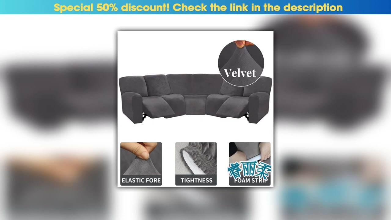 Deal Velvet 5 Seater Recliner Sofa Covers 7 Piece Stretch Soft Recliner Sofa L Shape Sectional Couc