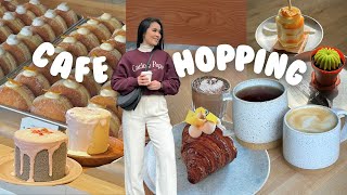 cafe hopping vlog 🌼 🥐☕️ aesthetic dessert cafes, brioche donuts, mini cakes, trendy coffee shops