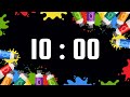 10 Minute Timer | With Upbeat Instrumental Music &amp; Alarm Bell | Paint and Splatters Art Theme 🎨
