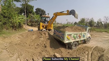 Jcb Backhoe machine loading soil in heavy Truck @roadtrendmachinework