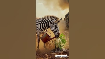 Zebra save the Mango tree from dying by watering it 😭#ai #save #tree #zebra #viral #shorts