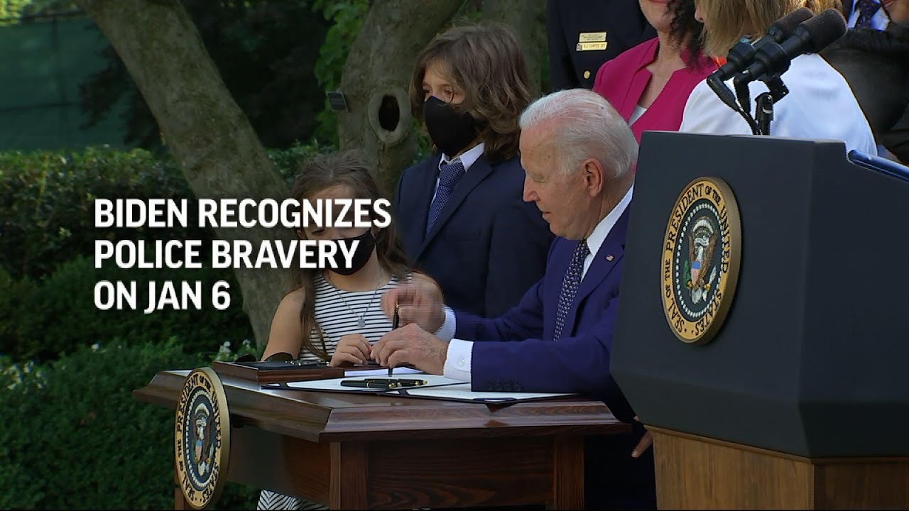 Biden pays tribute to police bravery on Jan 6