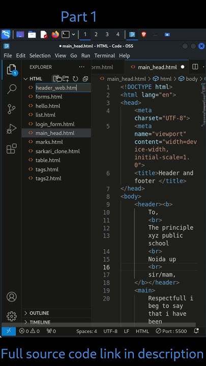 How to create web page in HTML | Without using css and bootstrap | in ...
