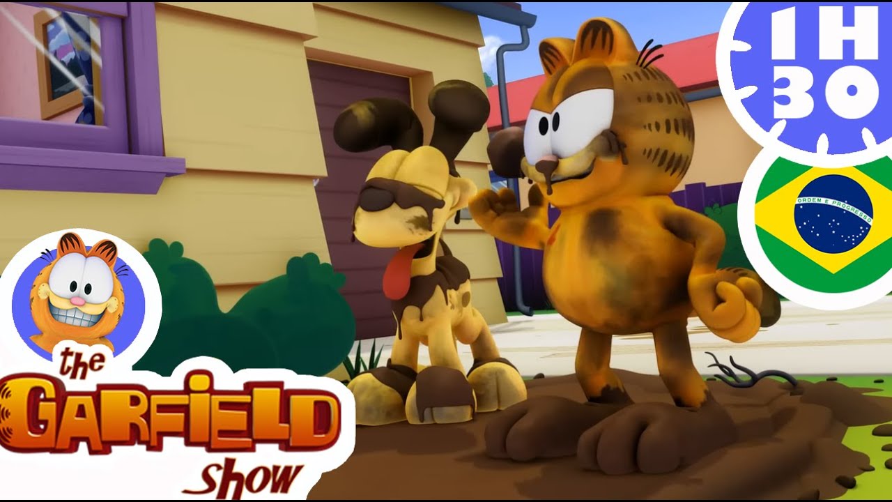 😸Garfield e Odie brincam na lama!🟤 Compilação de episódios engraçados