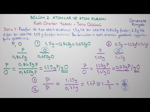 Genel Kimya 1-Bölüm 2-Atomlar ve Atom Kuramı-Katlı Oranlar Yasası Soru Çözümü