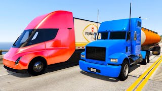 Tesla Truck vs Packer Truck  - GTA 5 Race Comparison