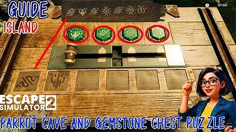Escape Simulator 2 Island Parrot Cave and Gemstones chest puzzle