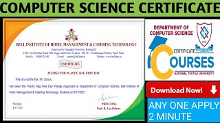 Computer Science Pledge Certificate | Computer Certificate | Pledge Certificate | Govt Certificate||