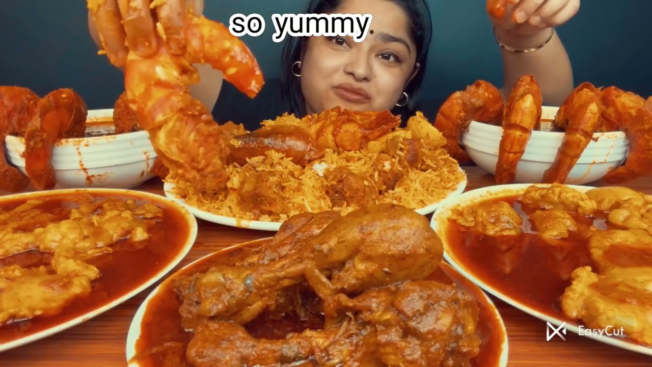 ASMR; EATING SPICY*MUTTON CURRY,MUTTON FAT CURRY,PRAWNS CURRY,RICE EATING CHALLENGE MUKBANG 2X