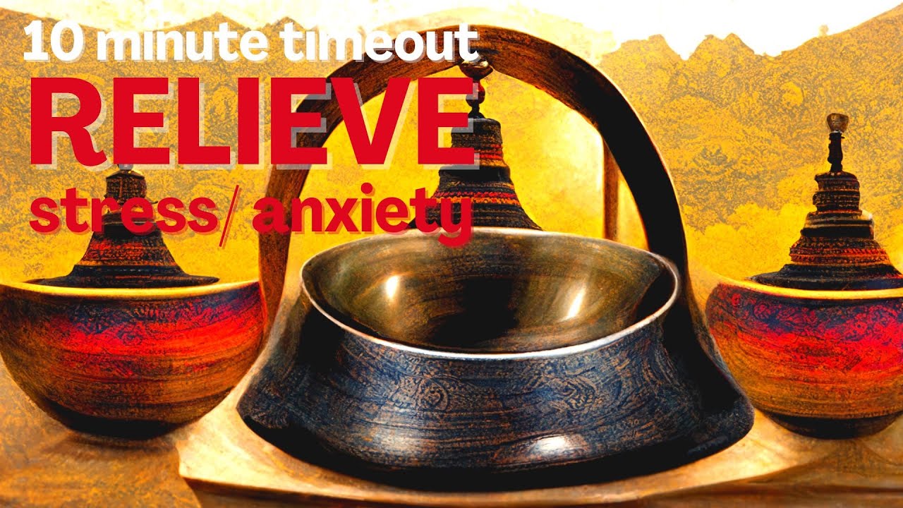 10min Tibetan singing bowl bell sound every 20s, soothing water sounds