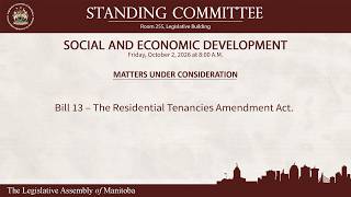 Standing Committee on Social and Economic Development - 255 - October 2, 2026