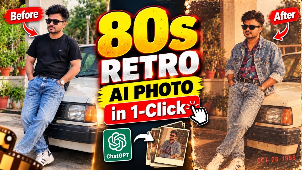 1980s AI Photo Kaise Banaye? | 80s Look AI Photo Trend | ChatGPT Photo Editing