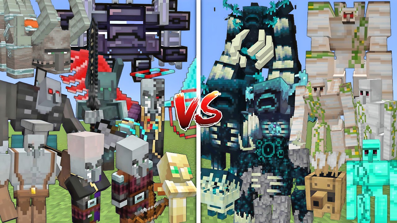 ALL MUTANT PILLAGERS VS ALL MUTANT WARDENS & IRON GOLEMS ALLIANCE MOBS ...
