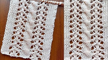 Ажурная коса спицами + схема. Knitting an openwork braid + scheme.