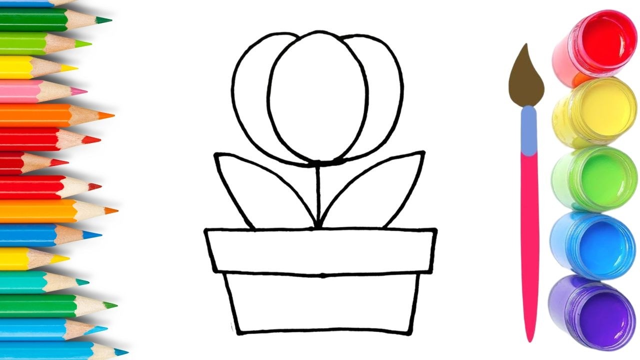 How To Draw cute Tulip Drawing, Painting & Coloring For Kids and Toddlers_🌈🎨