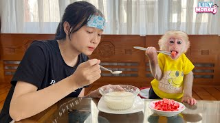 Smart monkey Lily helps dad take care of sick aunt