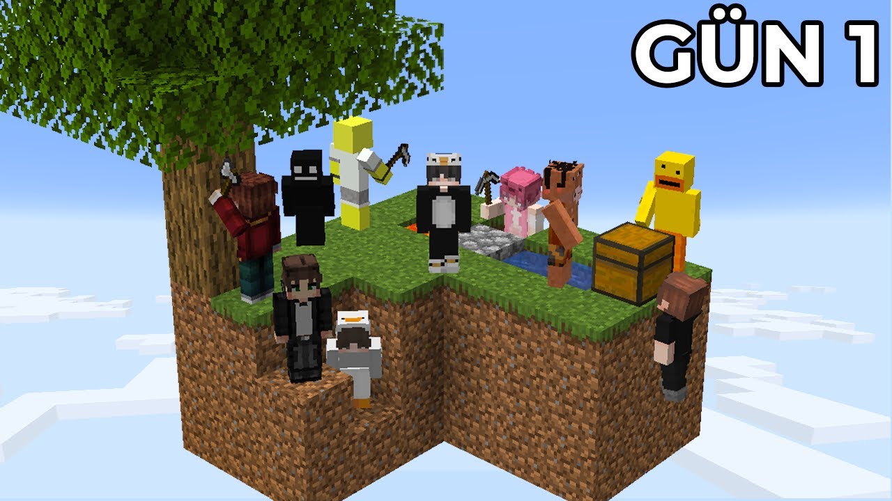 Minecraft'ta 10 YouTuber'ı SKYBLOCK Adasına Koydum!