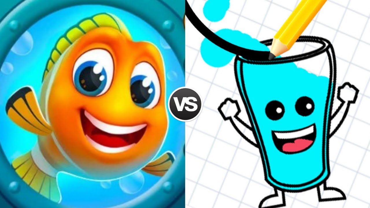 Happy Glass Puzzle VS Save The Fish Teaser Logic Puzzle Double Challenge Pull Pin Up Sticky!