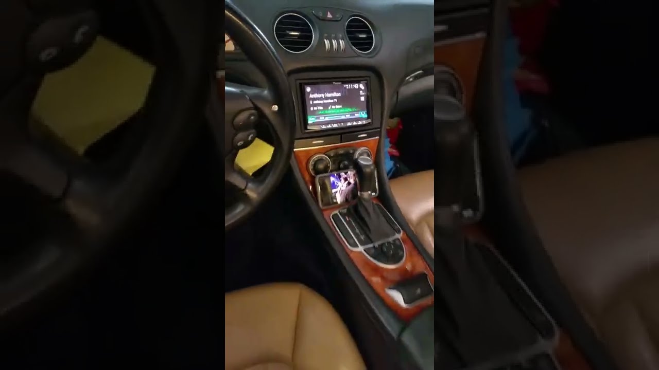 Sl55 8" subwoofer in rear glove boxes autosound two union nj 908 688