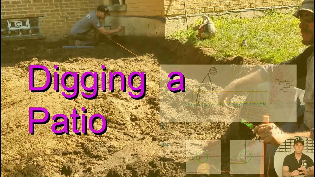Patio Base Layout, Digging, and Setting Elevations [s2,e3] YouTube
