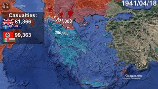 Battle of Greece in 1 minute using Google Earth
