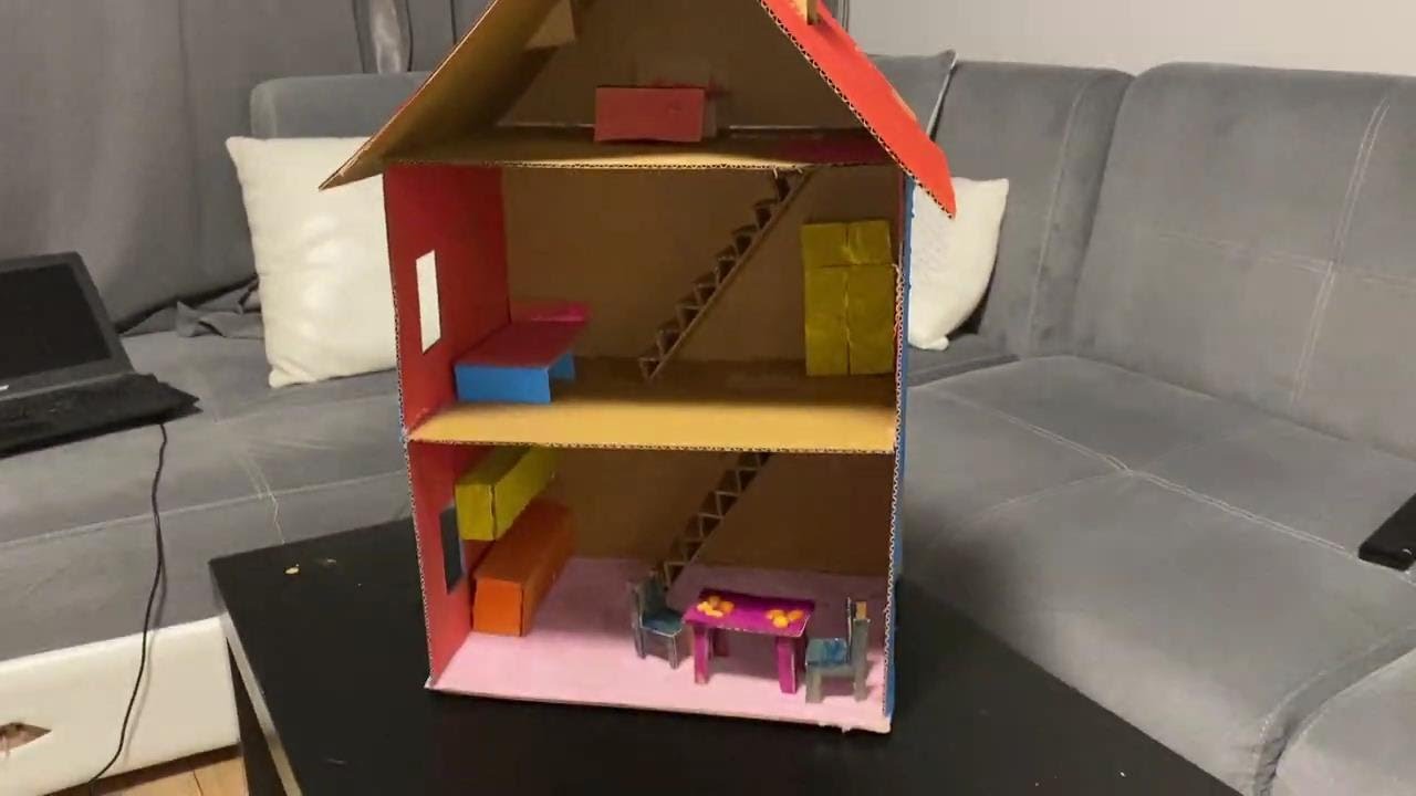 How to Make a House For Cardboard Dolls/Как да Направим Къща за Кукли от  Картон - YouTube