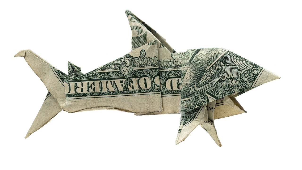 Money Dollar Origami Great White SHARK Sea Animal Figure Fish Model Real $1 Bill 
