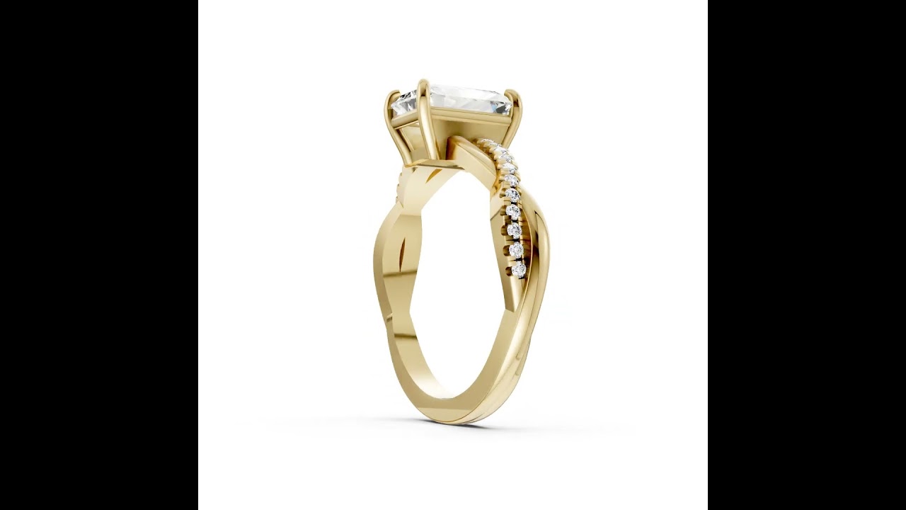 Radiant Cut Diamond Twisted Infinity Ring With Half-Pavé Shank
