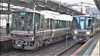 JR西日本 221系 K8編成+223系6000番台 R01編成 検査明け 湖西線 B普通 京都行き 223系1000番台 V編成 湖西線 B普通 近江今津行き 大津京駅 20230304