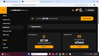 Withdrawing $27.89 Dollars From Audiomack Monetized music Streming Account- Instant approval, no tax