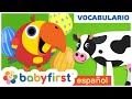 Aprende Animales con Larry Huevos Sorpresa | Nuevas palabras para niños | BabyFirst TV Español