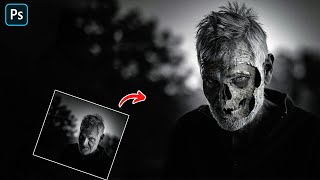 Halloween Skull Zombie Face in Photoshop 2022 screenshot 4