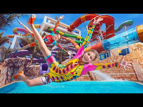24 HOURS in a GIANT Water Park! Who Can Ride the MOST Slides? 🌊🎢