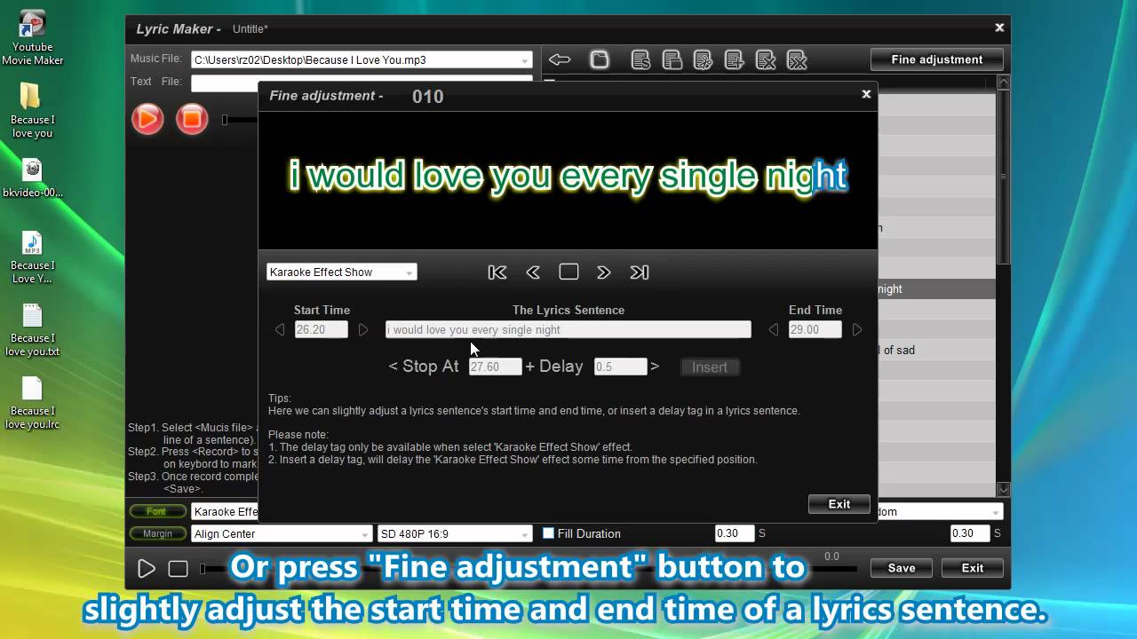 how to make karaoke lyrics