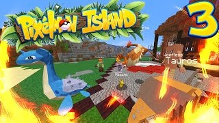 START OF OUR HOUSE + FIRST PLAYER BATTLE!  PIXELMON ISLAND SMP #3