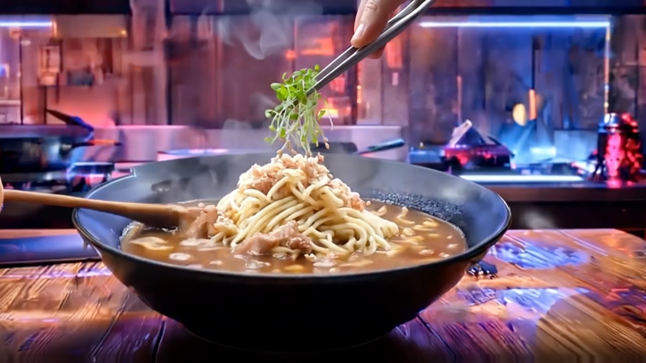 Cyberpunk Cooking: Szechuan Tan Tan Tofu Noodles | Cinematic Short Film 🍜⚡️