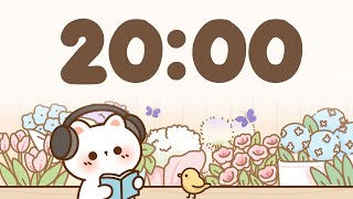 20 Minute Timer for classroom 🐱 Chill & Study Focus Music