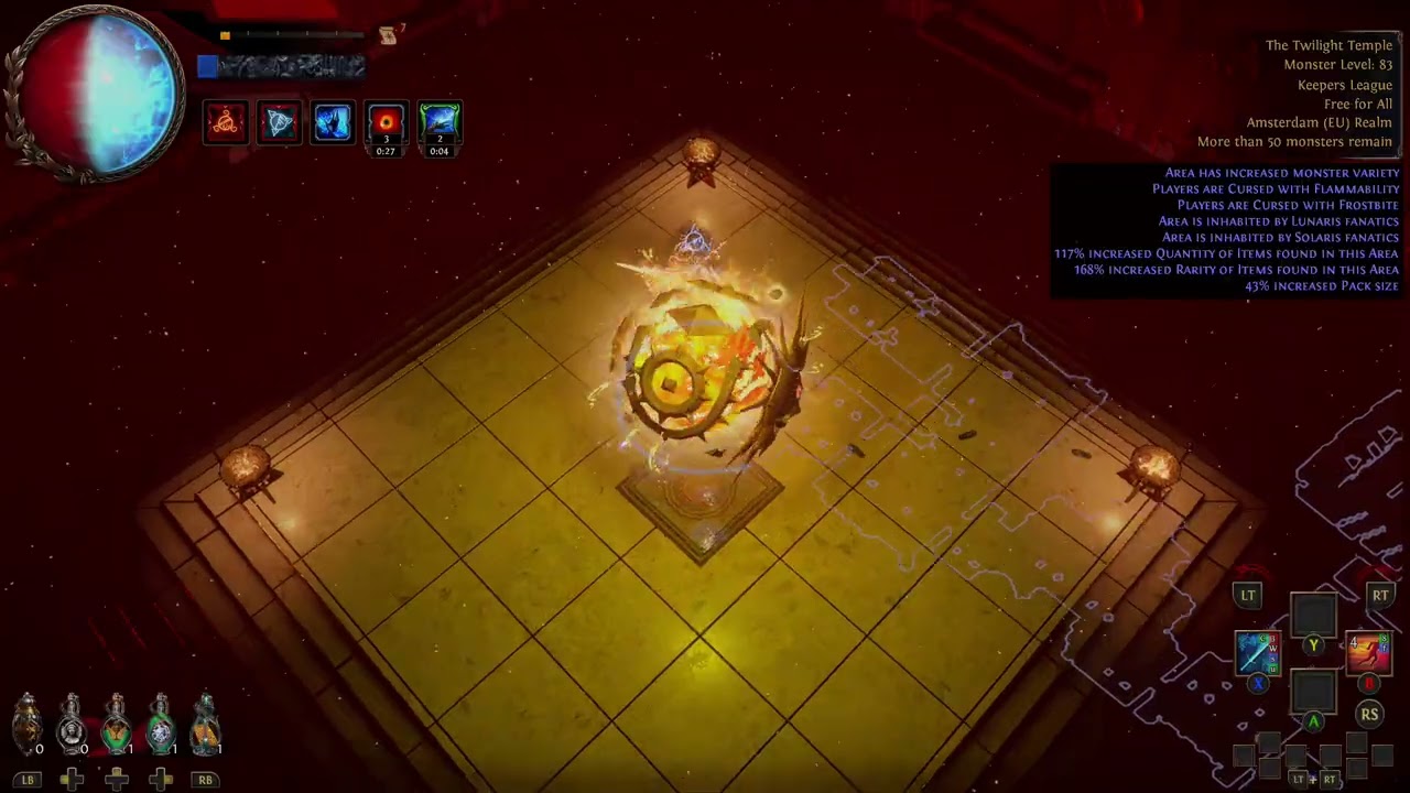 Path of Exile 3.27 The Twilight Temple T16 map run Frost Blades Trickster