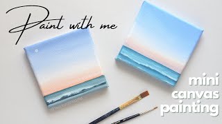 Easy 10 Minute Painting Ideas Mini Canvas Painting - Seascape Sunset Paint With Me Ocean