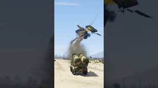 Ground Base Defense System Launch Blasttic Missiles At F-16 C Fighter Jet Gtav