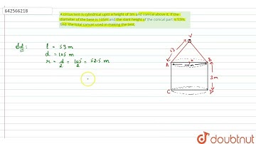 A circus tent is cylindrical upto a height of 3m and conical above it.\r\nIf the diameter of the...