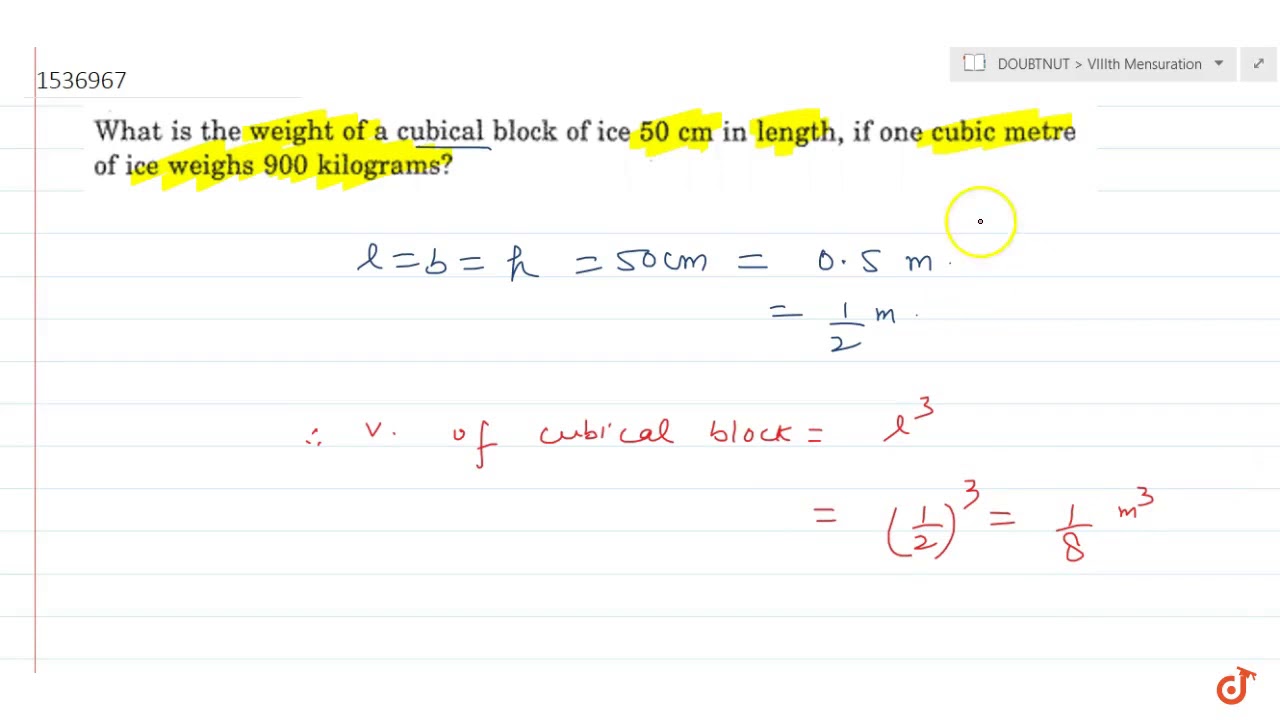 How Much Does 1 Cubic Foot Of Ice Weigh