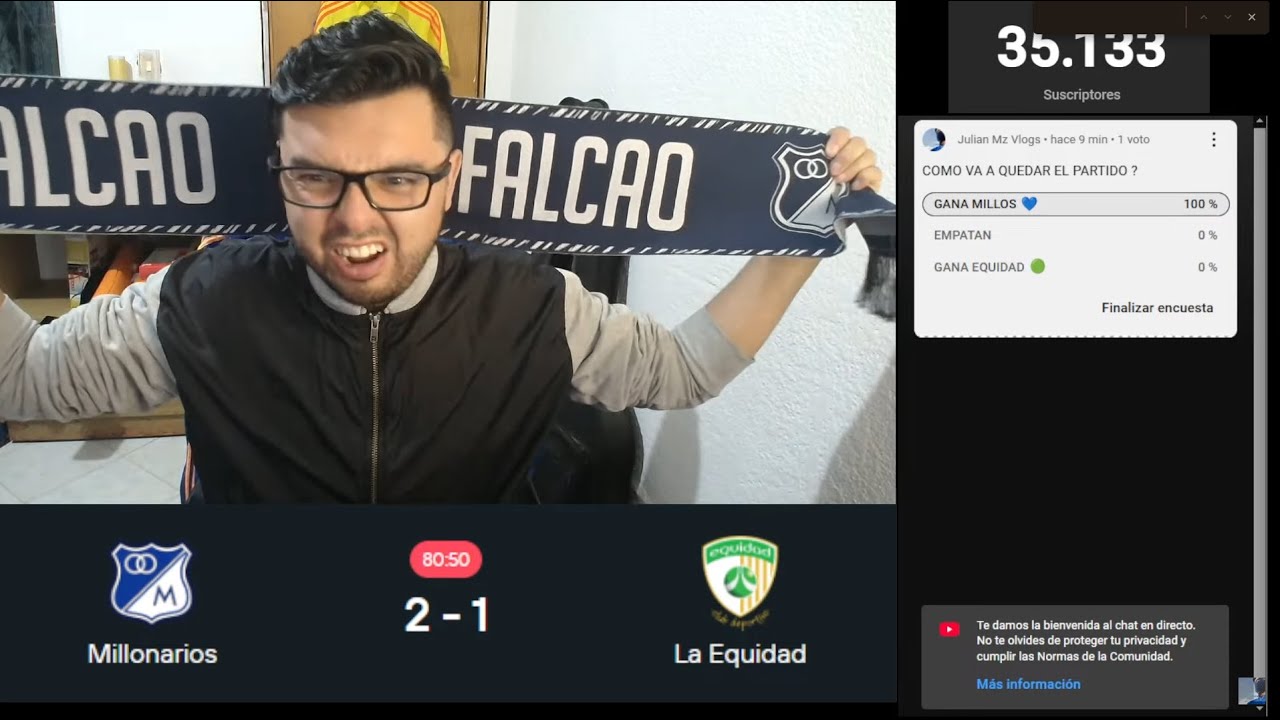 💙 MILLONARIOS vs EQUIDAD 🔴 En Vivo REACCION HINCHAS | Liga Betplay 2025 ...