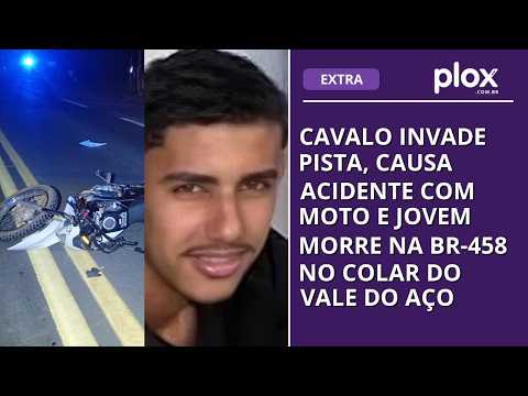 Cavalo invade pista, causa acidente com moto e jovem morre na BR-458 no colar do Vale do Aço