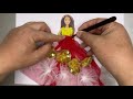 DIY Paper Doll Dress with Real Fabric and Gold Sequins! 👗✨