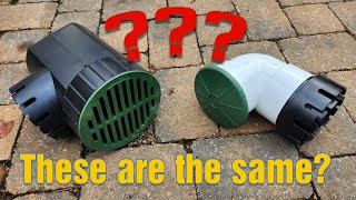 How are a catch basin and pop-up emitter the same?