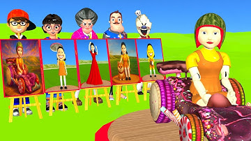 Scary Teacher 3D vs Squid Game Drawing Model Squid Girl Style Nice or Error 5 Times Challenge