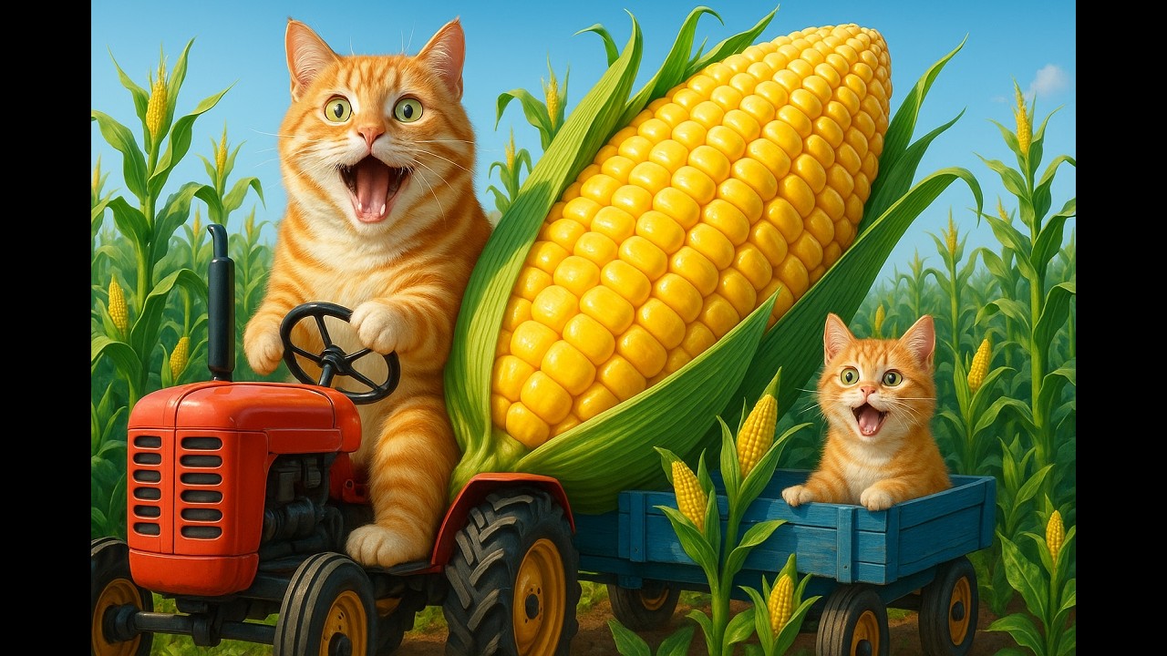 AI Cat Family Corn Harvest: Heartwarming Cat Story | Cute Kitten