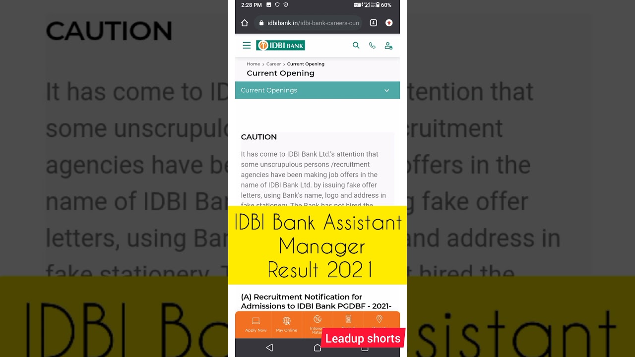 IDBI Bank Assistant Manager Result 2021|